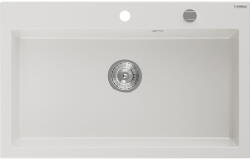 Mexen Elix chiuvetă de bucătărie din granit cu 1 compartiment 800 x 500 mm, alb, sifon crom - 6527801005-20 (6527801005-20) Chiuveta