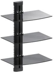 Maclean Fali triplapolc DVD/Blu-ray lejátszókhoz, 3x8 kg teher, 5 mm edzett üveg (40017)