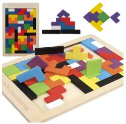 Kruzzel Fából készült logikai puzzle 40 elemmel, 27×18 cm, színes blokkok (00022667)