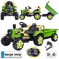 Jokomisiada Gyermek akkumulátoros traktor utánfutóval, LED világítással és távirányítóval (15695)