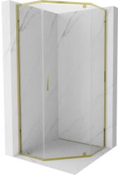 Mexen Exo Cabină de duș pentagonală cu balamale 100 x 100 cm, transparentă, aurie - 812-100-100-50-00 (812-100-100-50-00)