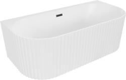 Mexen Sella cadă freestanding de perete striat 150 x 75 cm, alb mat, supraplin negru - 52711507501-70 (52711507501-70)