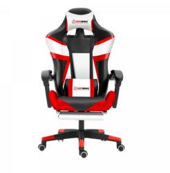 Herzberg Dönthető gamer iroda szék lábtámasszal, trikolor piros, 120 kg (HG-8082-RED)