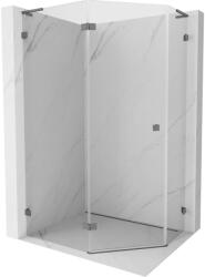 Mexen Lunar L cabina de duș pentagonală pivotantă stânga 90 x 80 cm, transparentă, gun metal - 831L-090L-080P-95-00-L (831L-090L-080P-95-00-L)