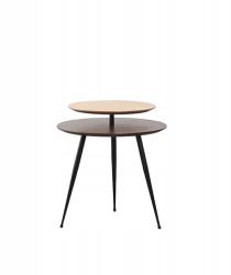  Kerek, két szintes dohányzóasztal Ø50/40 cm, barna MDF, bükkfa lábak (ALGO##12574456164)