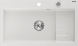 Mexen Omar chiuvetă de bucătărie din granit cu 1 cuvă 800 x 480 mm, alb, sifon cromat - 6520801005-20 (6520801005-20) Chiuveta