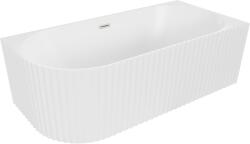 Mexen Gia cadă de baie freestanding colțară cu caneluri dreapta 150 x 75 cm, alb mat, preaplin nichel periat (52701507501P-97)