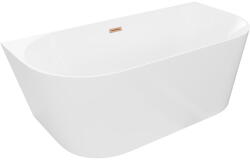 Mexen Oval Slim cadă de baie freestanding lângă perete 170 x 80 cm, albă, preaplin cupru periat - 52661708000-65 (52661708000-65)