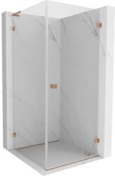 Mexen Lunar-B L cabină de duș pivotantă dreaptă 80 x 80 cm, transparent, cupru periat - 832L-080-080-65-00-P (832L-080-080-65-00-P)