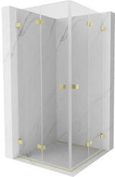 Mexen Lunar-F Duo cabină de duș pliabilă 90 x 90 cm, transparentă, auriu periat - 836-090L-090P-55-00 (836-090L-090P-55-00)