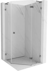 Mexen Lunar L cabina de duș pentagonală, cu deschidere pe dreapta, 80 x 80 cm, transparent, gun metal - 831L-080P-080L-95-00-P (831L-080P-080L-95-00-P)