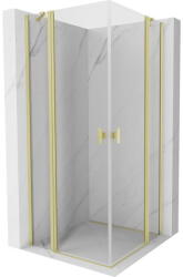 Mexen Mist Duo cabină de duș cu ușă batantă 90 x 90 cm, transparentă, auriu periat - 8A4-090-090-55-00 (8A4-090-090-55-00)