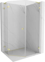 Mexen Lunar L cabina de duș pentagonală basculantă stânga 80 x 90 cm, transparentă, auriu periat - 831L-080L-090P-55-00-L (831L-080L-090P-55-00-L)