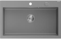 Mexen Elix chiuvetă de bucătărie din granit cu o singură cameră 800 x 500 mm, gri, sifon crom - 6527801005-71 (6527801005-71) Chiuveta