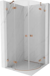 Mexen Lunar cabina de duș semirotundă cu ușă batantă 70 x 70 cm, transparentă, cupru periat - 833-070L-070P-65-00 (833-070L-070P-65-00)