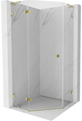 Mexen Lunar L cabină de duș pentagonală batantă stânga 80 x 80 cm, transparent, auriu - 831L-080L-080P-50-00-L (831L-080L-080P-50-00-L)
