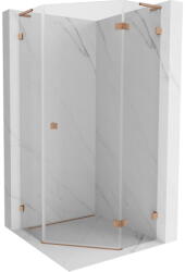 Mexen Lunar L cabină de duș pentagonală batantă dreaptă 80 x 80 cm, transparent, cupru periat - 831L-080P-080L-65-00-P (831L-080P-080L-65-00-P)