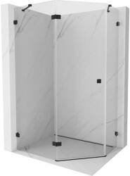 Mexen Lunar cabină de duș pentagonală cu ușă batantă stânga 90 x 80 cm, transparentă, neagră - 831-090L-080P-70-00-L (831-090L-080P-70-00-L)
