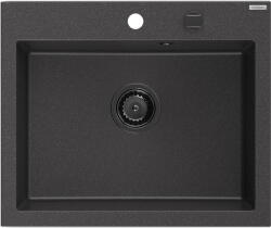 Mexen Elix chiuvetă de bucătărie din granit cu 1 compartiment 600 x 500 mm, negru cu pete, sifon negru - 6525601005-76-B (6525601005-76-B) Chiuveta