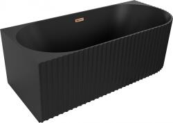 Mexen Gia cadă freestanding colțar striat stânga 170 x 80 cm, negru mat, preaplin aur roz - 52701708071L-60 (52701708071L-60)