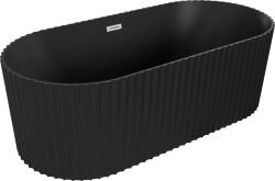 Mexen Paola cadă freestanding cu striații 150 x 75 cm, negru mat, preaplin nichel periat - 52721507571-97 (52721507571-97)