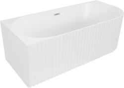 Mexen Gia cadă de baie independentă colțare cu striuri stânga 170 x 80 cm, alb mat, preaplin nichel periat - 52701708001L-97 (52701708001L-97)