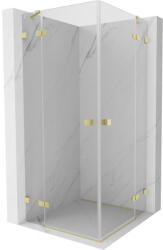 Mexen Lunar Duo cabină de duș cu ușă batantă 90 x 90 cm, transparentă, aurie periată - 834-090L-090P-55-00 (834-090L-090P-55-00)