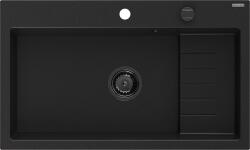 Mexen Omar chiuvetă de granit 1-cameră 800 x 480 mm, negru, sifon negru - 6520801005-77-B (6520801005-77-B) Chiuveta