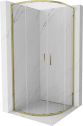Mexen Exo cabina de duș semirotundă cu uși glisante 80 x 80 cm, transparentă, aurie - 8132-080-080-50-00 (8132-080-080-50-00)