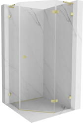 Mexen Lunar L cabină de duș pentagonală rabatabilă dreaptă 100x100 cm, transparent, auriu periat - 831L-100P-100L-55-00-P (831L-100P-100L-55-00-P)
