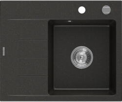 Mexen Ben chiuvetă de bucătărie din granit cu 1 compartiment cu picurător, dreapta 600 x 500 mm, negru/auriu metalizat, (6523605000-75) Chiuveta
