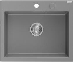Mexen Elix chiuvetă de bucătărie din granit cu 1 cuvă 600 x 500 mm, gri, sifon crom - 6525601005-71 (6525601005-71) Chiuveta