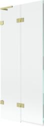 Mexen Lunar L perete de cadă cu două aripi stânga 80 x 150 cm, transparent, auriu periat - 897L-080-100-55-00-L (897L-080-100-55-00-L)