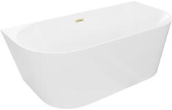Mexen Oval Slim cadă de baie independentă montată pe perete 170 x 80 cm, albă, preaplin auriu periat - 52661708000-55 (52661708000-55)