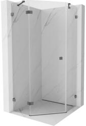Mexen Lunar cabina de duș pentagonală cu ușă batantă stânga 90 x 90 cm, transparentă, gun gray periat (831-090L-090P-66-00-L)