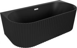 Mexen Sella cadă de baie freestanding cu montare pe perete, cu caneluri, 170 x 80 cm, negru mat, preaplin alb - 52711708071-20 (52711708071-20)