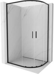Mexen Exo-S Duo cabina de duș semicirculară asimetrică glisantă 100 x 80 cm, transparentă, neagră - 8132-100-080-70-00 (8132-100-080-70-00)