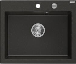 Mexen Elix chiuvetă de bucătărie din granit cu 1 compartiment 600 x 500 mm, negru/aur metalizat, sifon crom - 6525601005-75 (6525601005-75) Chiuveta