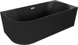 Mexen Gia cadă de baie freestanding colțar dreapta 150 x 75 cm, negru mat, preaplin nichel periat - 52701507571P-97 (52701507571P-97)