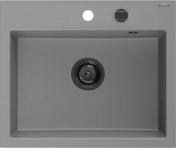 Mexen Oscar chiuvetă din granit cu 1 compartiment 580 x 490 mm, gri, sifon negru - 6519581000-71-B (6519581000-71-B) Chiuveta