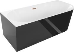 Mexen Mia cadă de sine stătătoare colțară stânga 140 x 75 cm, alb/negru, preaplin aur roz - 52691407575L-60 (52691407575L-60)