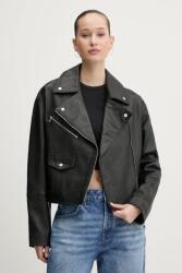 HUGO bőrdzseki női, fekete, átmeneti, oversize, 50533803 - fekete L