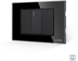 Luxion Intrerupator cu Revenire (Sonerie) Mecanic 1M si 2 Taste False LUXION cu Rama din Sticla, Standard Italian, 3M - culoare negru