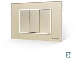 Luxion Intrerupator Simplu Cruce Mecanic 1M si 2 Taste False LUXION cu Rama din Sticla, Standard Italian, 3M - culoare auriu