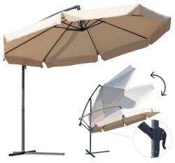 MalTec Függő Gémes Kitekerhető Napernyő, 3, 5 m, beige, takaróponyvával, 8 db acél merevítős, 180 g/m2 (111425)