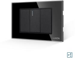 Luxion Intrerupator Simplu Cruce Mecanic 1M si 2 Taste False LUXION cu Rama din Sticla, Standard Italian, 3M - culoare negru