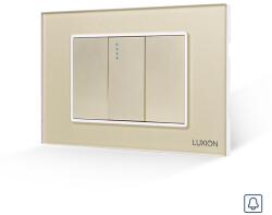 Luxion Intrerupator cu Revenire (Sonerie) Mecanic 1M si 2 Taste False LUXION cu Rama din Sticla, Standard Italian, 3M - culoare auriu
