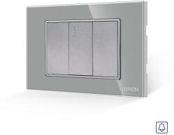 Luxion Intrerupator cu Revenire (Sonerie) Mecanic 1M si 2 Taste False LUXION cu Rama din Sticla, Standard Italian, 3M - culoare gri