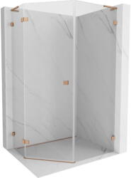 Mexen Lunar L ötszögletű zuhanykabin, balra nyíló 80 x 100 cm, áttetsző, csiszolt réz - 831L-080L-100P-65-00-L (831L-080L-100P-65-00-L)