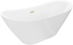 Mexen Lotos szabadon álló kád 170 x 75 cm, fehér, arany kefe túlfolyóval - 52051707700-55 (52051707700-55)